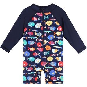 HUAANIUE Baby/Toddler Boy Swimsuit Rashguard Swimwear Long Sleeve One-Piece